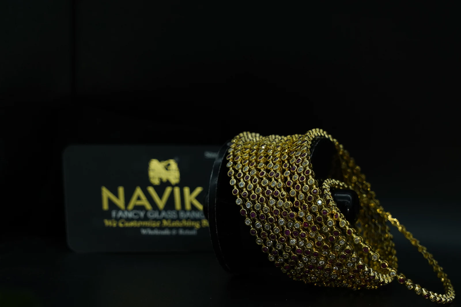 AD Mugal Bangles - Golden Ruby - View 1