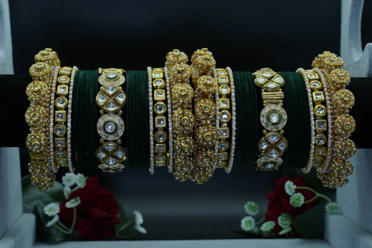 Navika Bangles premium Rajwada bridal bangle set in green