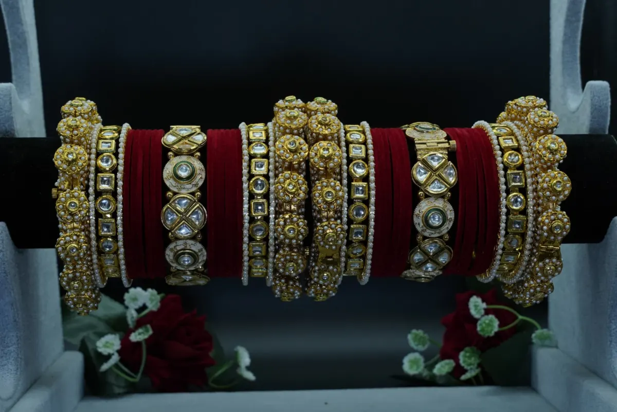 Navika Bangles premium Rajwada bridal bangle set in red